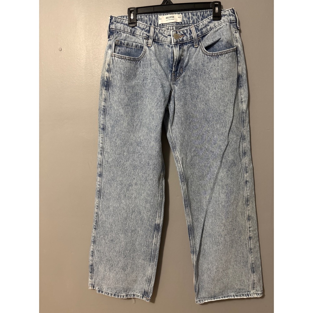 Hollister Low Rise Baggy Jeans Light Wash Wide Leg Denim Pants Size 25 W25 L28
